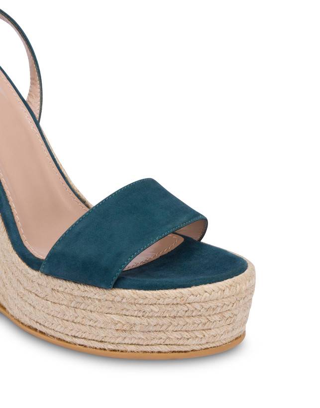 Pollini Sandalo Con Zeppa In Camoscio Playa Pavone Shopping Online