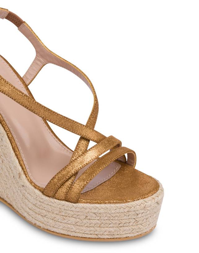 Pollini Sandalo Con Zeppa In Crosta Laminata Playa Oro Nuova