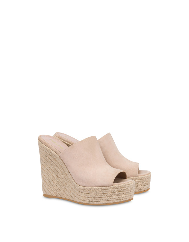 Pollini Mules Con Zeppa In Camoscio Playa Sabbia Moda