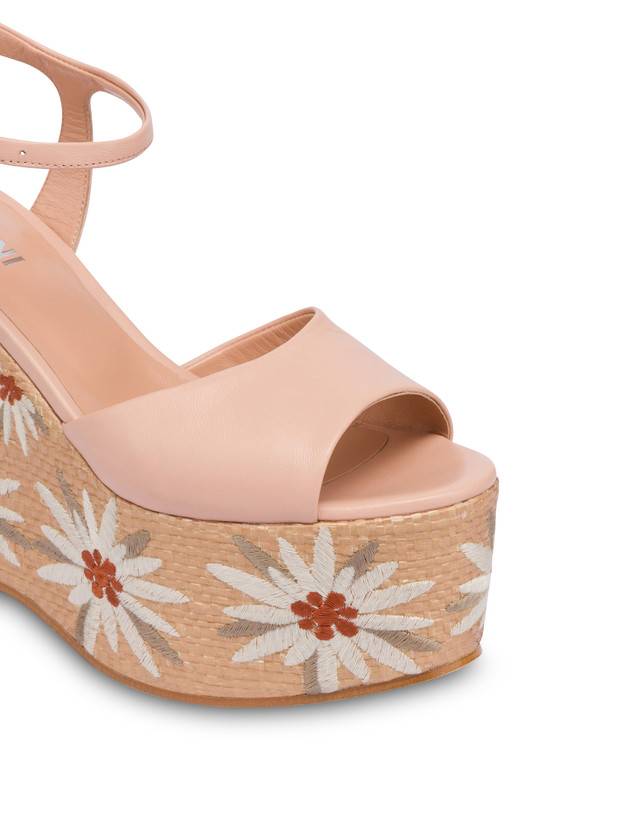 Pollini Sandali Con Zeppa Ricamata Desert Rose Nude/naturale Negozio online di fabbrica