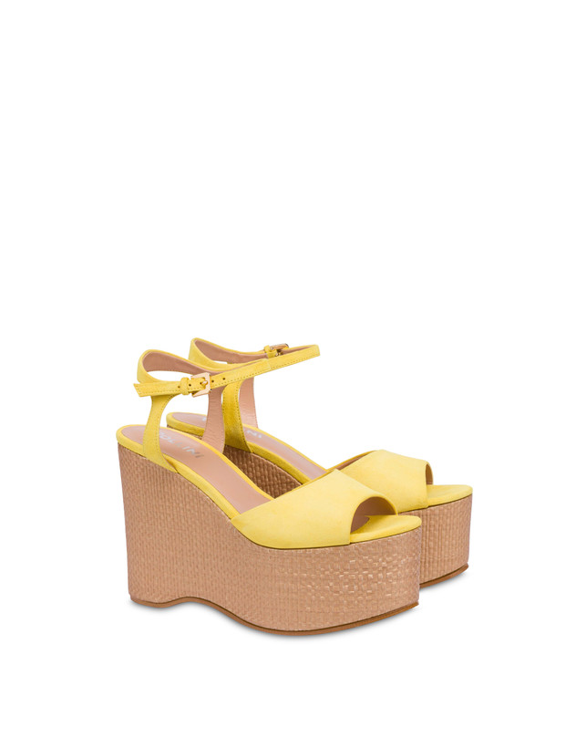 Pollini Sandali In Nappa Con Zeppa Capri Sun/naturale Presa