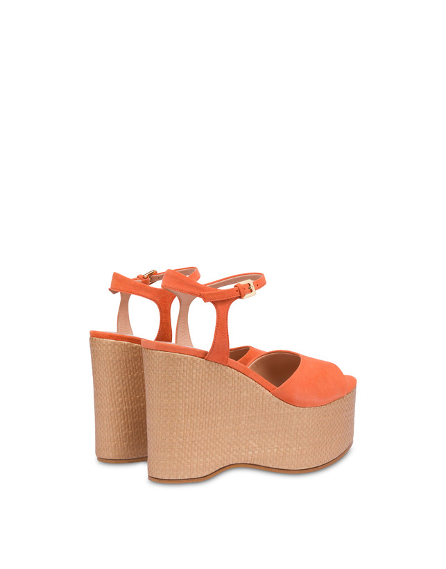 Pollini Sandali In Nappa Con Zeppa Capri Coral/naturale Sconto