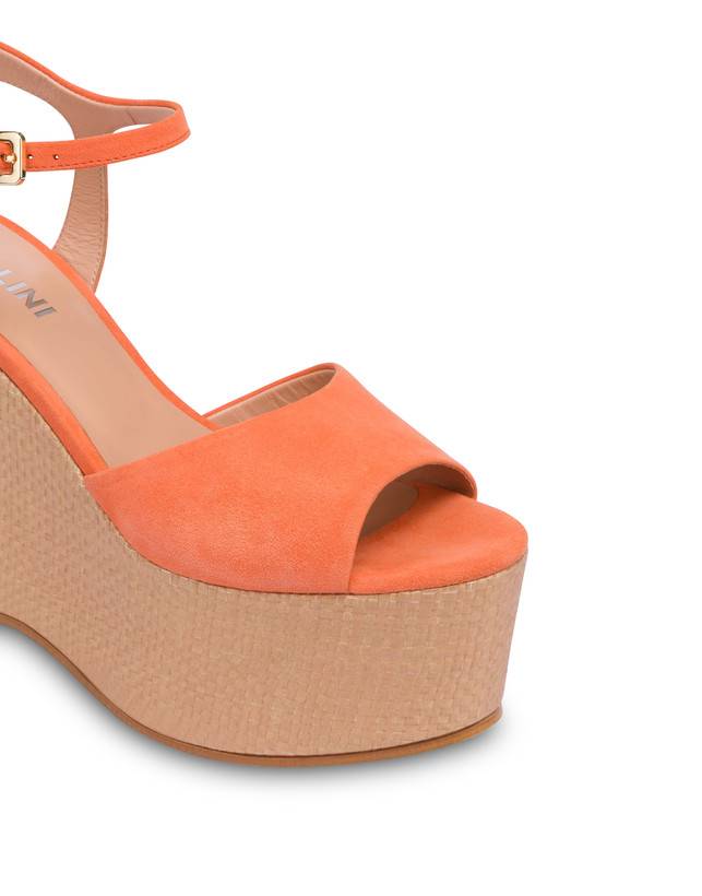 Pollini Sandali In Nappa Con Zeppa Capri Coral/naturale Sconto
