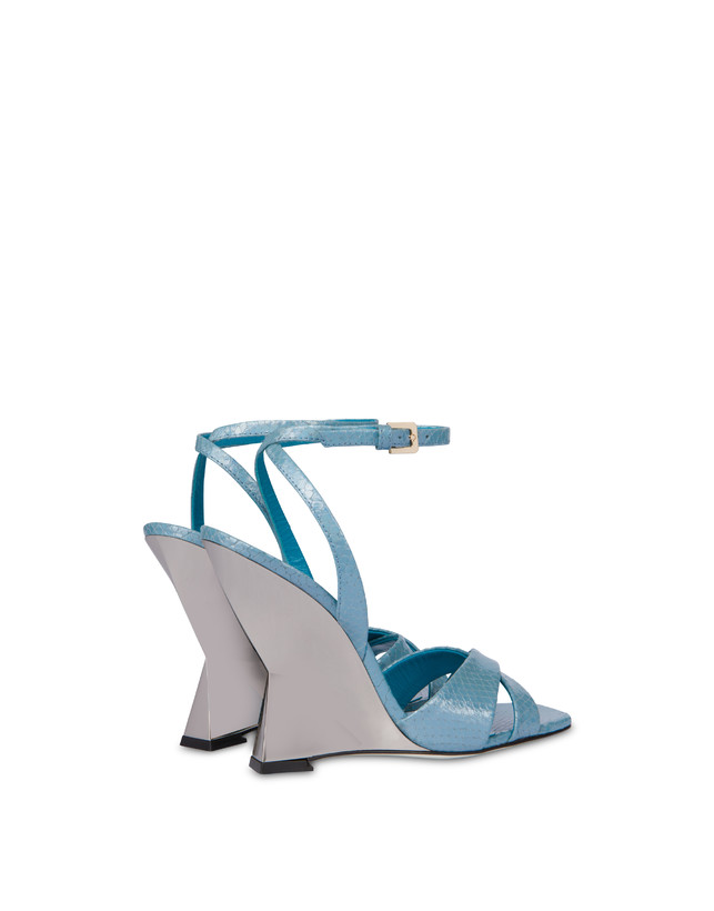 Pollini Sandali Con Zeppa Stampa Pitone Cote D'azur Pool/argento Online