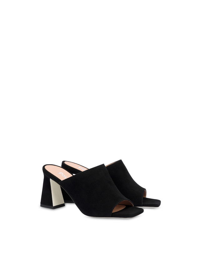 Pollini Mules Con Tacco In Camoscio Nina Nero Offerte