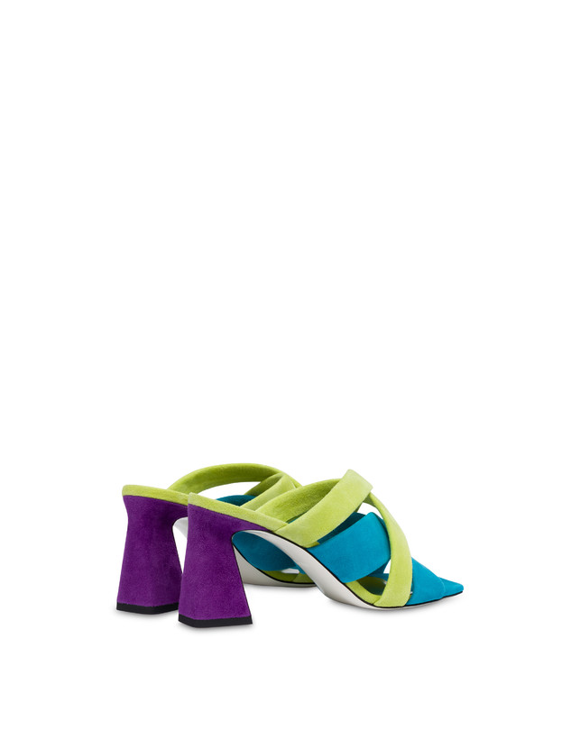 Pollini Mules In Camoscio Colour Explosion Pool/apple/iris Vendita Calda