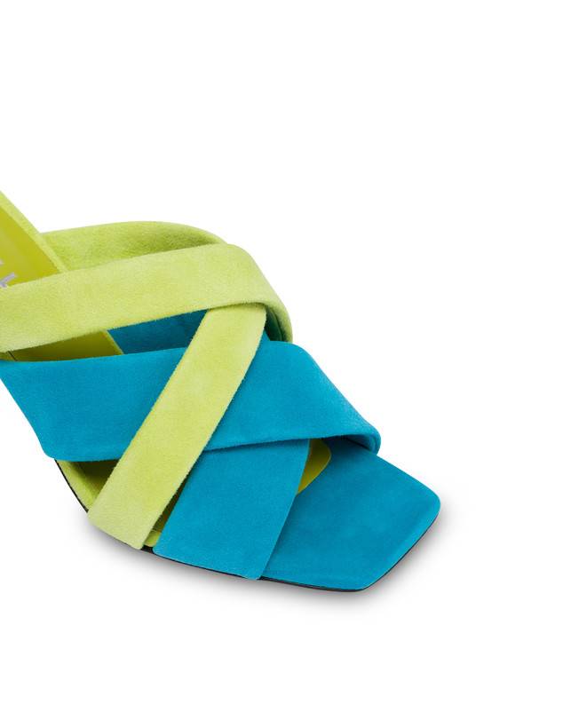 Pollini Mules In Camoscio Colour Explosion Pool/apple/iris Vendita Calda