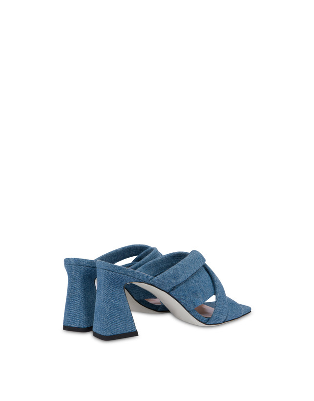 Pollini Mules Con Tacco In Tessuto Denim Denim Vendita Economica