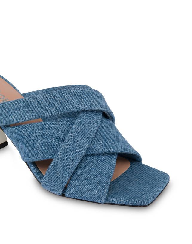 Pollini Mules Con Tacco In Tessuto Denim Denim Vendita Economica