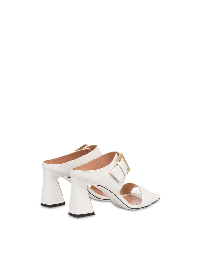 Pollini Sandali In Vitello Bottalato Con Fibbia Ethos Bianco Saldi Di Fabbrica