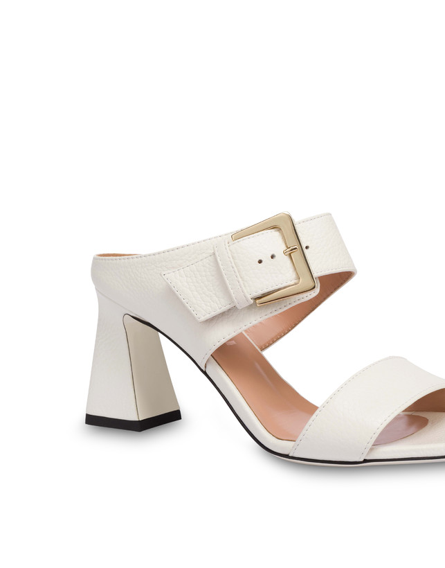 Pollini Sandali In Vitello Bottalato Con Fibbia Ethos Bianco Saldi Di Fabbrica