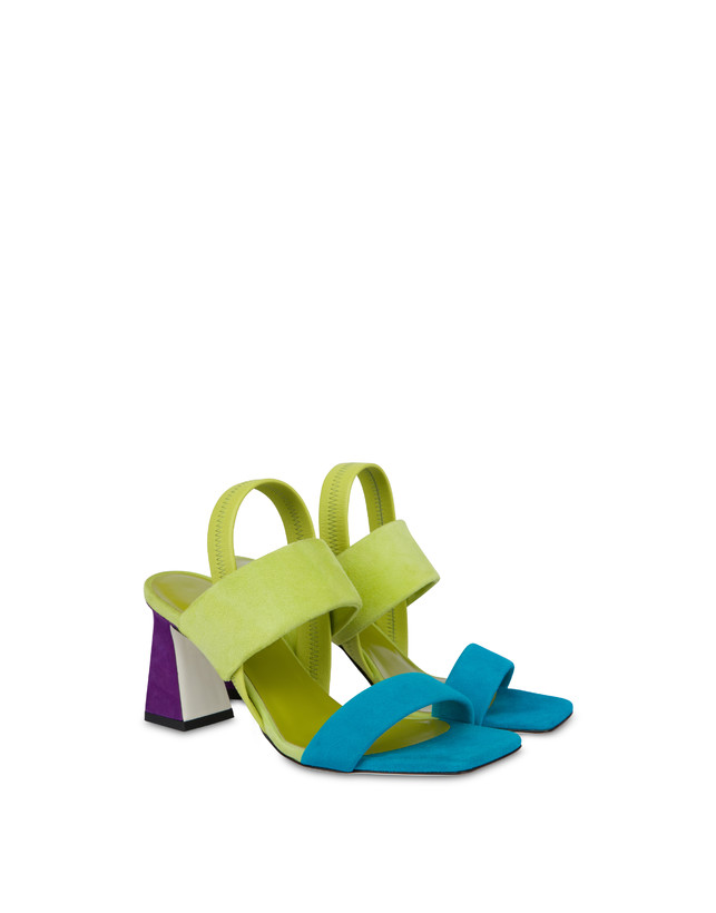 Pollini Sandali In Camoscio Color Explosion Pool/apple/iris Negozio