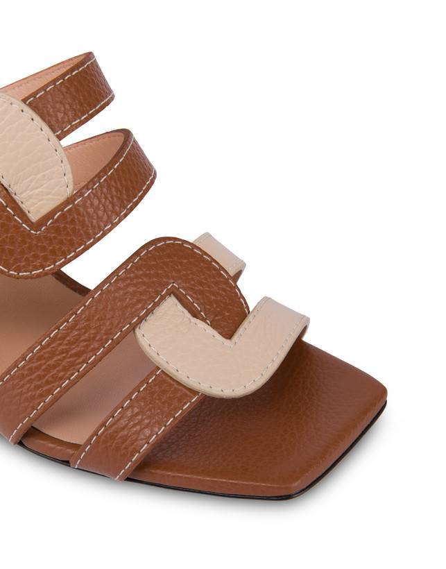 Pollini Mules Con Tacco In Vitello Interlock Wood/sabbia Nuova