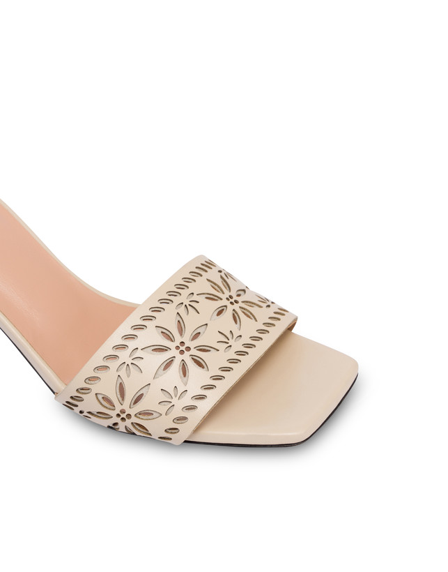 Pollini Sandali In Vitello Laserato Desert Rose Sabbia Italy