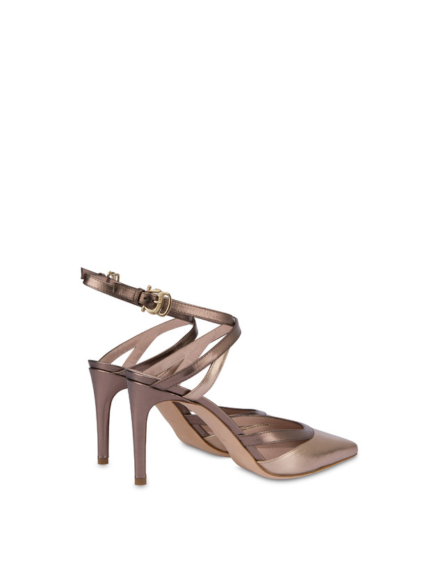 Pollini Sandali In Nappa Laminata Glam Sabbia/toffee Offerta temporanea