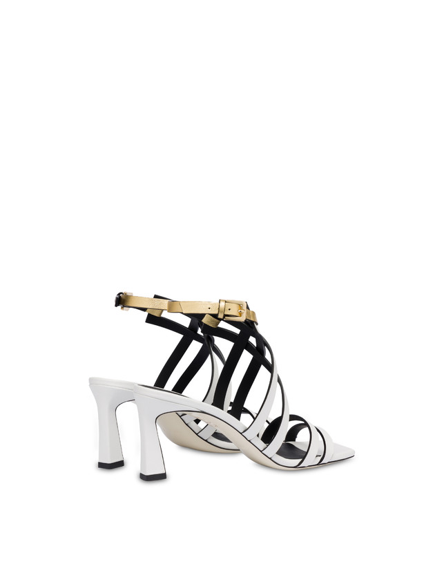 Pollini Sandali In Vitello E Nappa Laminata Incontri Bianco/oro Pezzi Unici