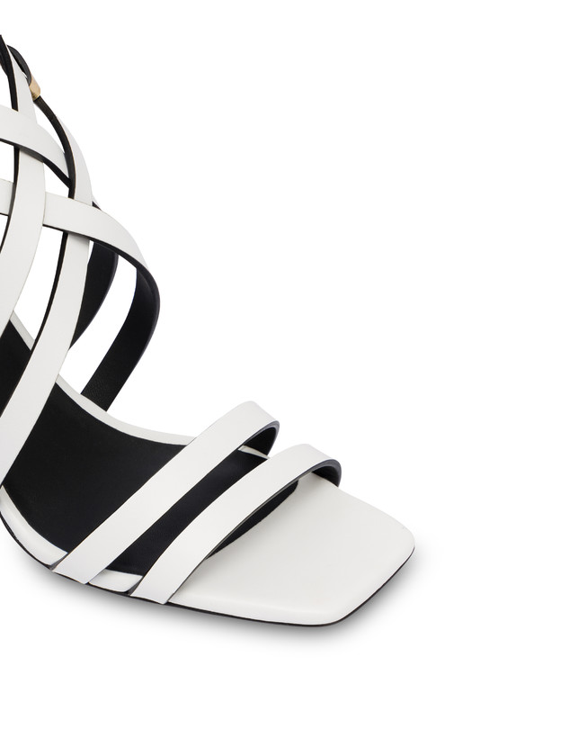 Pollini Sandali In Vitello E Nappa Laminata Incontri Bianco/oro Pezzi Unici
