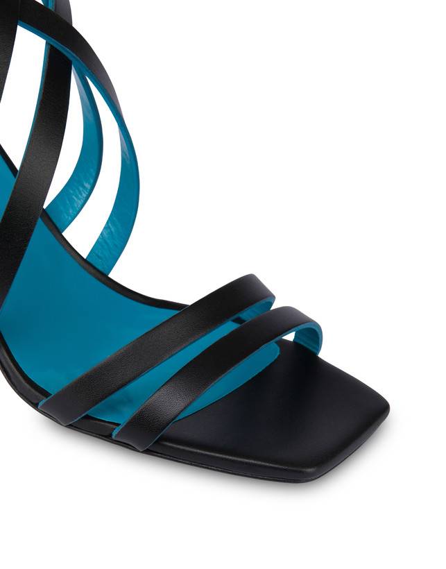 Pollini Sandali In Vitello E Nappa Laminata Incontri Nero/argento Soddisfazione Garantita