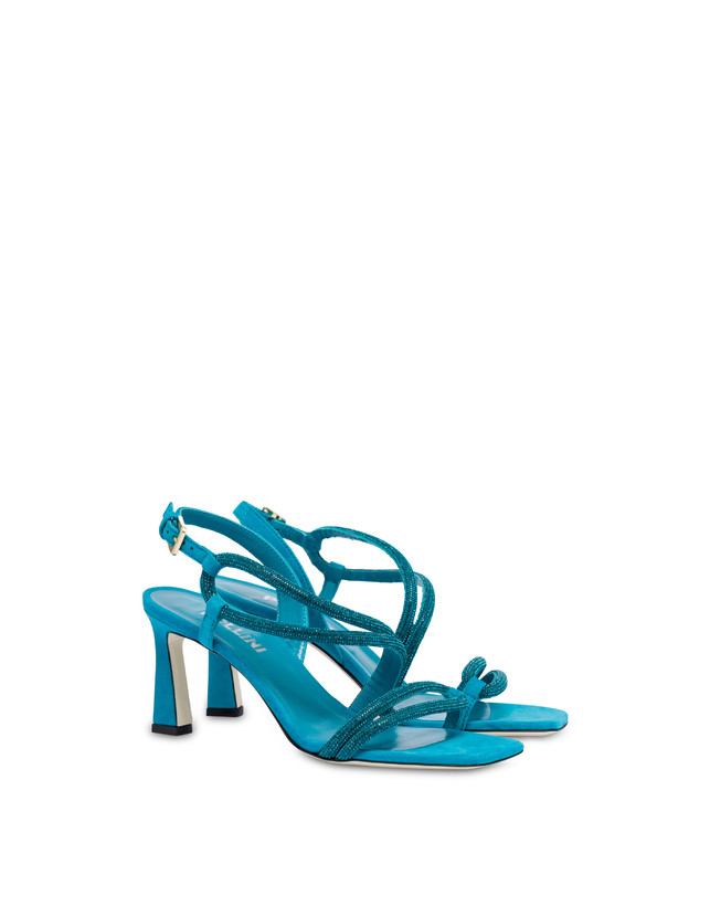 Pollini Sandali In Camoscio Con Strass Bling Bling Pool Negozi Online