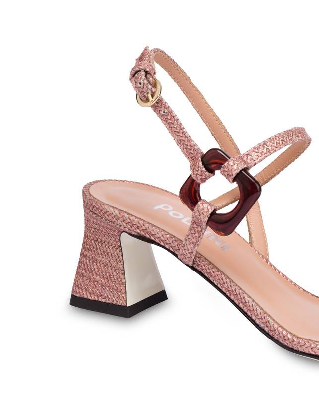 Pollini Sandali In Vitello Stampa Intreccio Between The Lines Peonia-rame Shopping Online