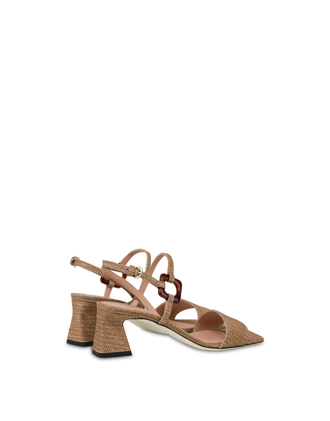 Pollini Sandali In Vitello Stampa Intreccio Between The Lines Wood-oro Affare Del Giorno
