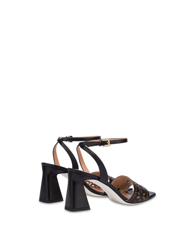 Pollini Sandali In Vitello Con Intagli Desert Rose Nero In Vendita