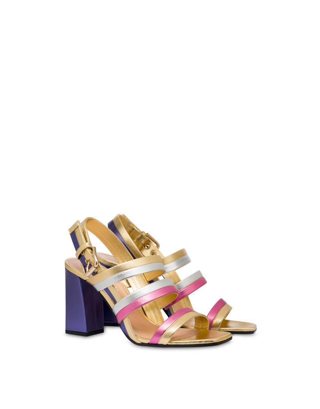 Pollini Sandali In Nappa Laminata Rainbow Oro/peonia/argento/iris Saldi