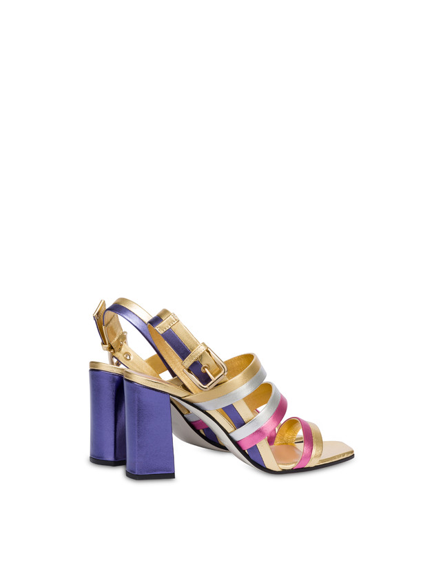 Pollini Sandali In Nappa Laminata Rainbow Oro/peonia/argento/iris Saldi