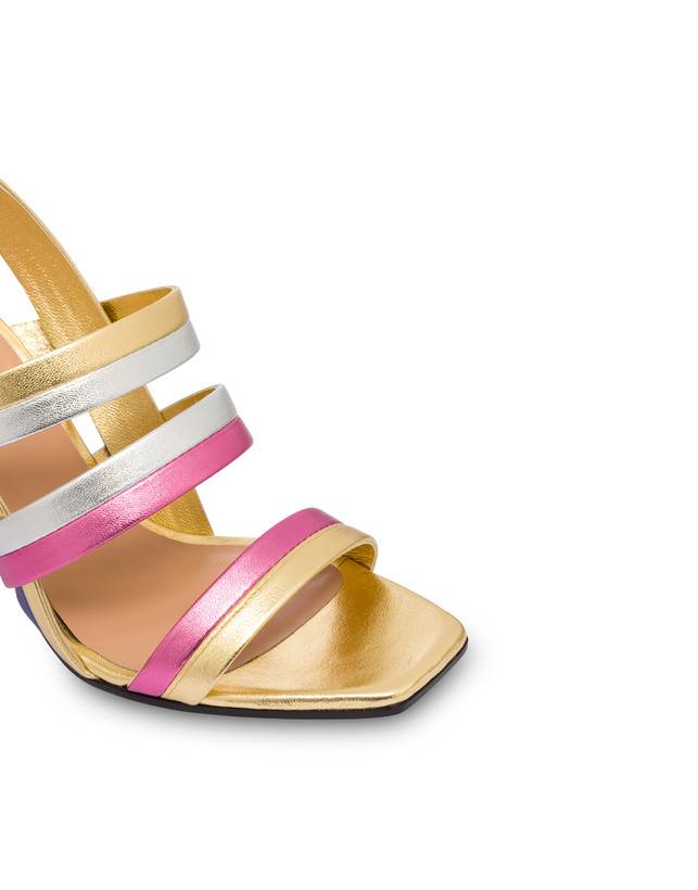 Pollini Sandali In Nappa Laminata Rainbow Oro/peonia/argento/iris Saldi