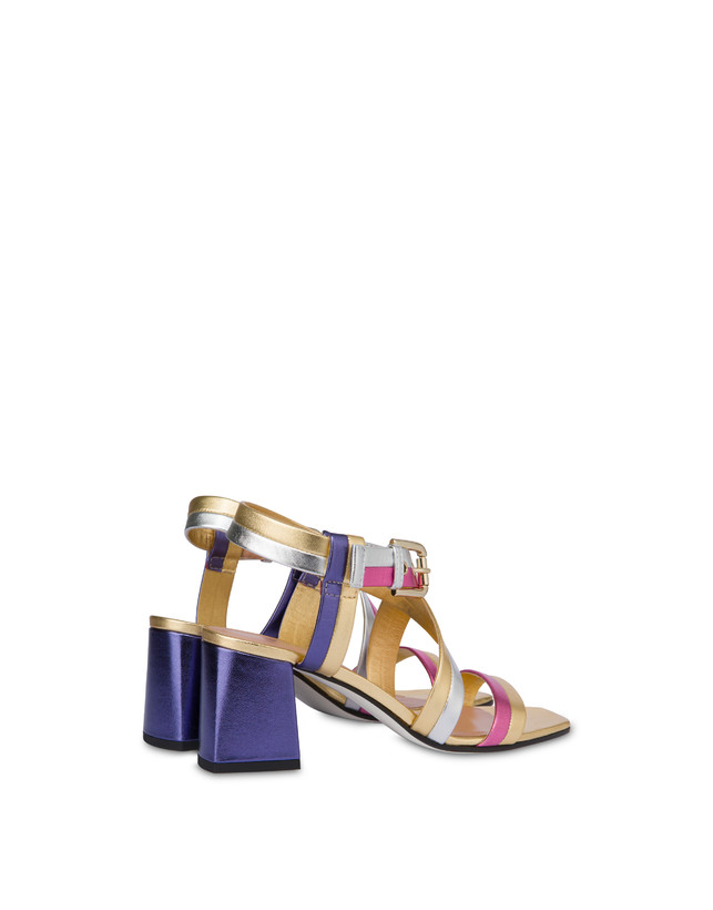 Pollini Sandali In Nappa Laminata Rainbow Oro/peonia/argento/iris Sostegno trimestrale