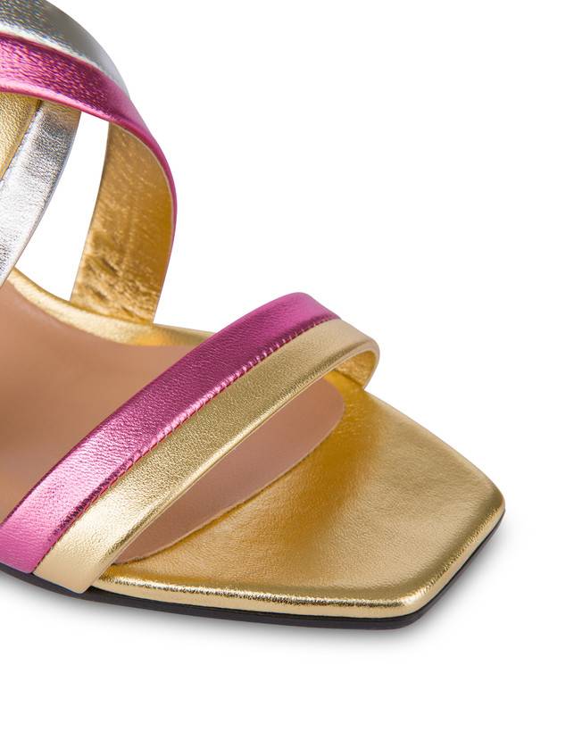 Pollini Sandali In Nappa Laminata Rainbow Oro/peonia/argento/iris Sostegno trimestrale