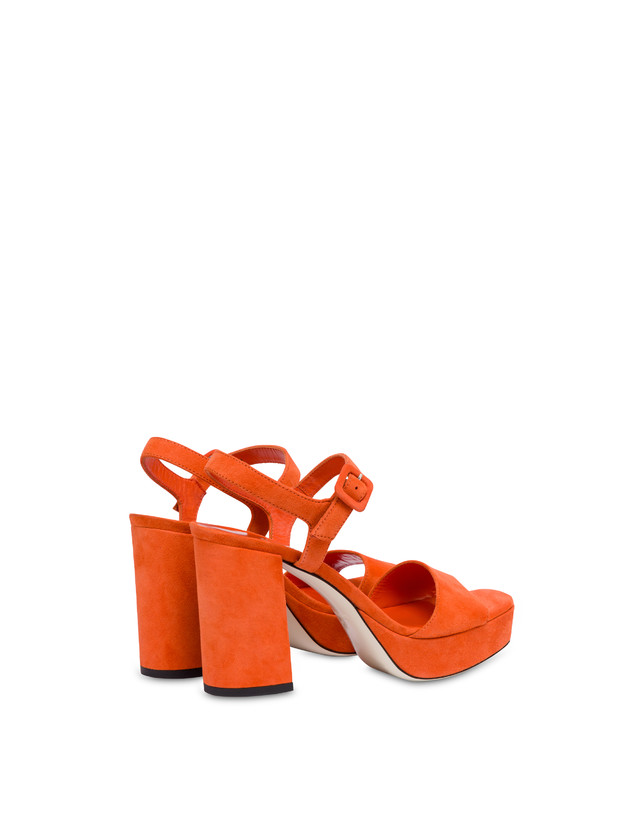 Pollini Sandali Con Plateau In Camoscio Seventy Coral Vendita Calda