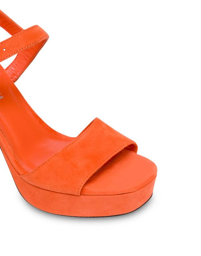 Pollini Sandali Con Plateau In Camoscio Seventy Coral Vendita Calda