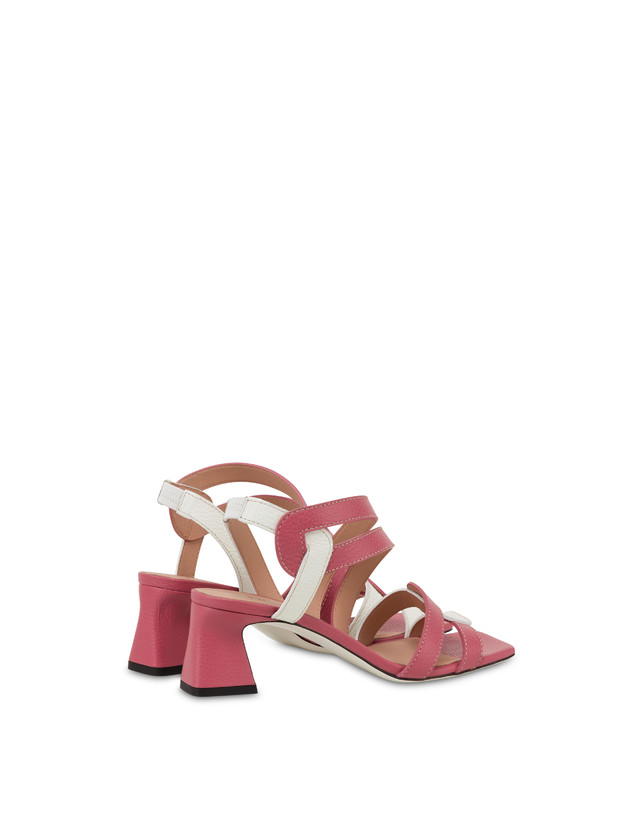 Pollini Sandali In Vitello Bicolore Interlock Peonia/bianco Vendita Economica