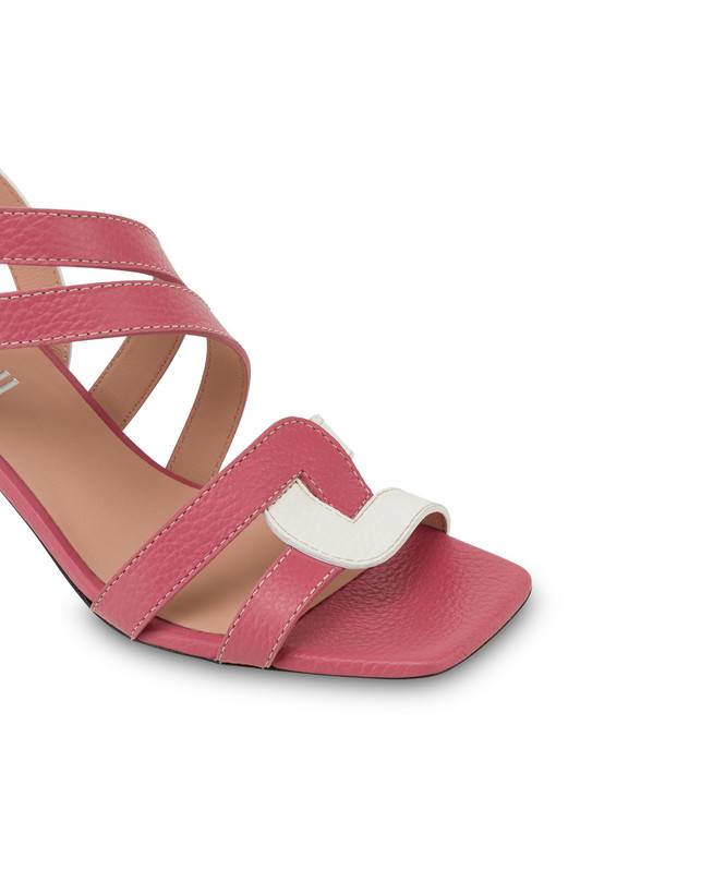 Pollini Sandali In Vitello Bicolore Interlock Peonia/bianco Vendita Economica