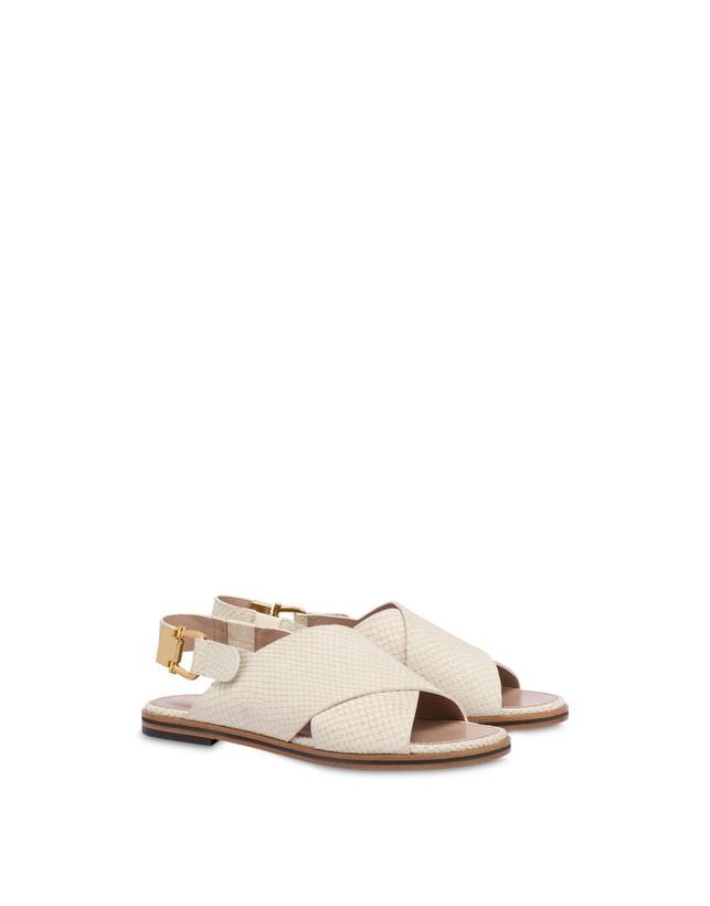 Pollini Sandali Flatform In Nabuk Synthesis Gesso Negozio