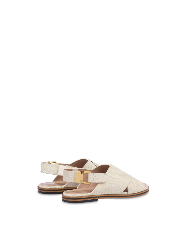 Pollini Sandali Flatform In Nabuk Synthesis Gesso Negozio