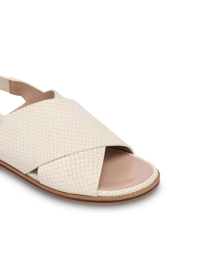 Pollini Sandali Flatform In Nabuk Synthesis Gesso Negozio
