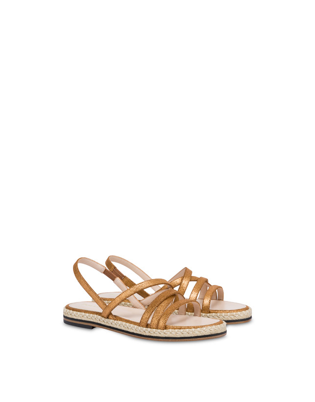 Pollini Sandali Flat In Crosta Laminata Playa Oro 2025