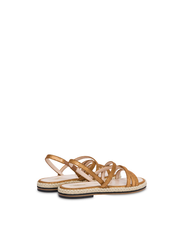 Pollini Sandali Flat In Crosta Laminata Playa Oro 2025