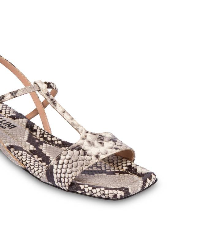 Pollini Sandali Flat In Vitello Stampa Pitone Between The Lines Roccia Italia