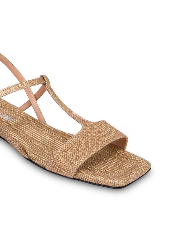 Pollini Sandali Flat In Vitello Stampa Pitone Between The Lines Wood-oro 2025