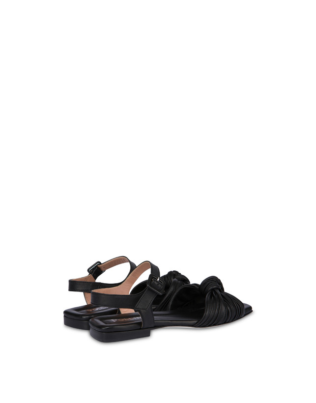 Pollini Sandali Flat In Nappa Sailor Knot Nero Spedizione Gratuita