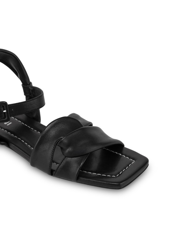 Pollini Sandali Flat In Nappa Oasis Nero Soddisfazione Garantita