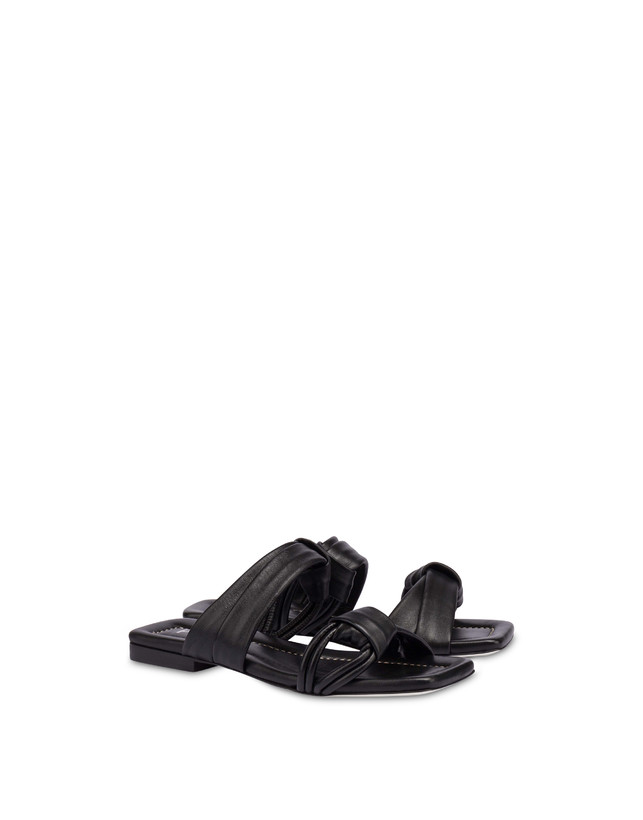 Pollini Sandali Flat In Nappa Lady Tie Nero Negozi Online