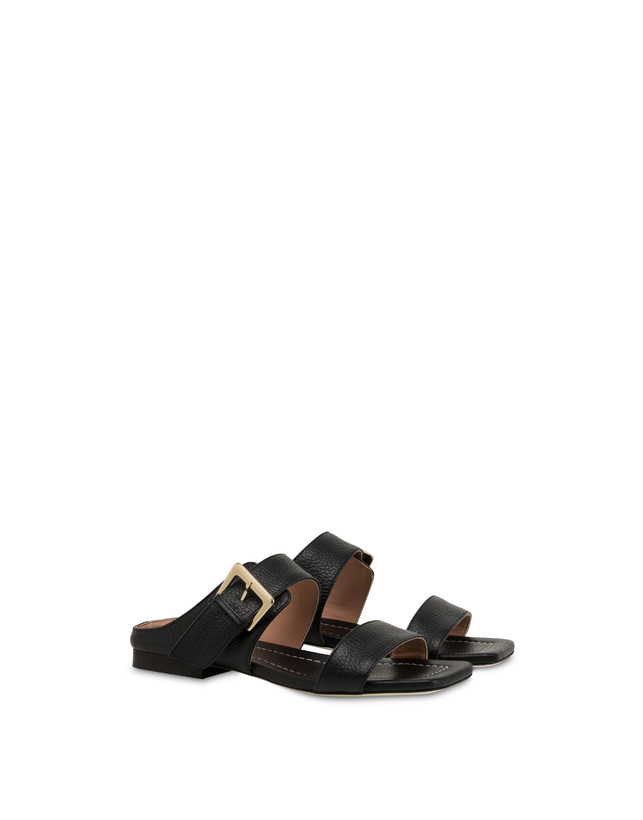 Pollini Sandali Flat In Vitello Bottalato Ethos Nero Acquista Ora