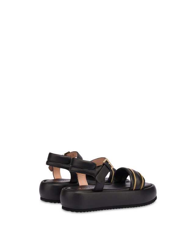 Pollini Sandali Flatform In Nappa Lady Tie Nero Consegna Veloce