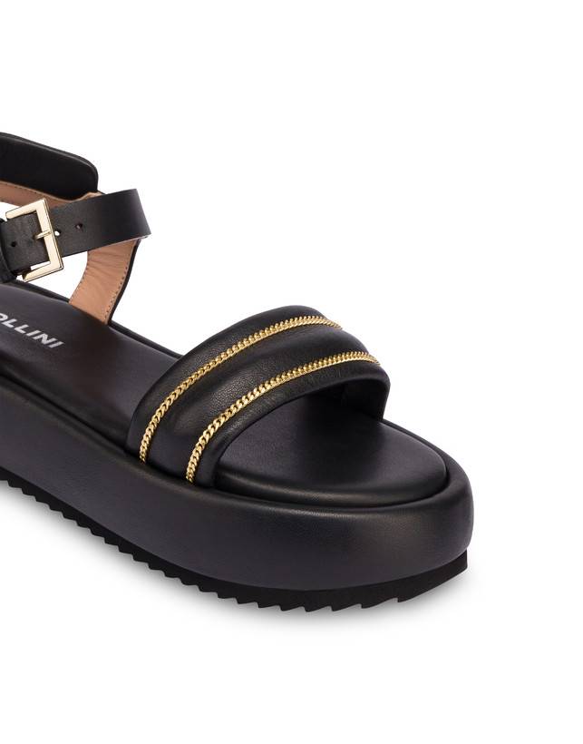 Pollini Sandali Flatform In Nappa Lady Tie Nero Consegna Veloce