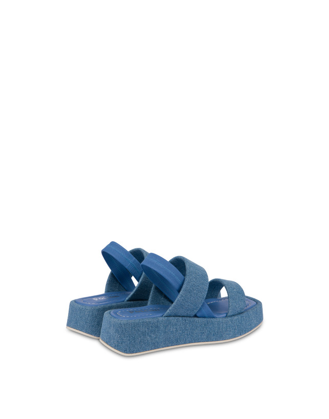 Pollini Sandali Flatform In Tessuto Denim Denim Promozione Limitata