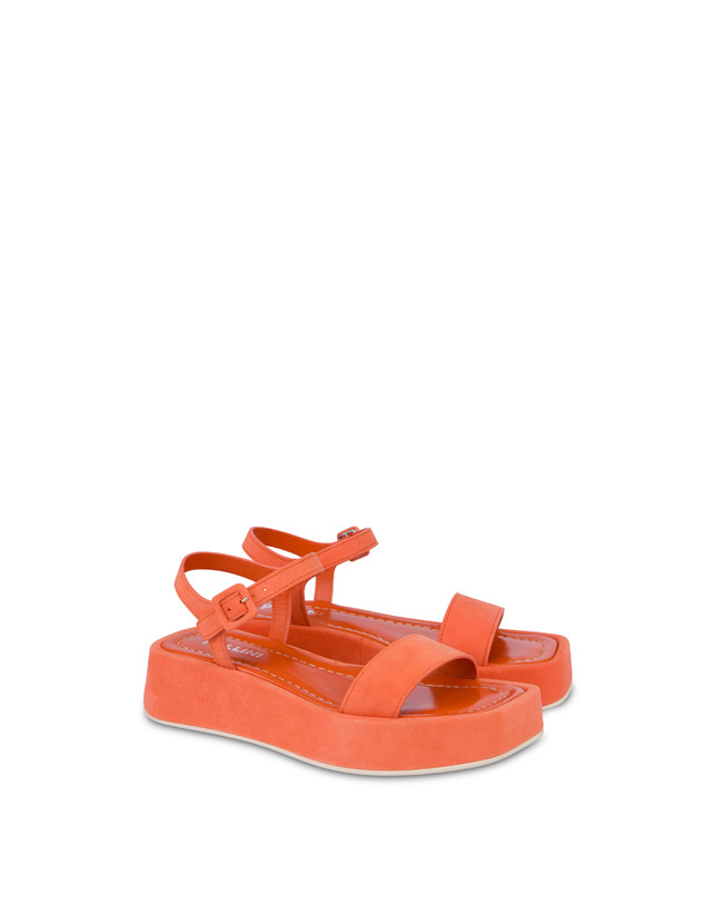 Pollini Sandali Flatform In Camoscio Seventy Coral Shopping Online